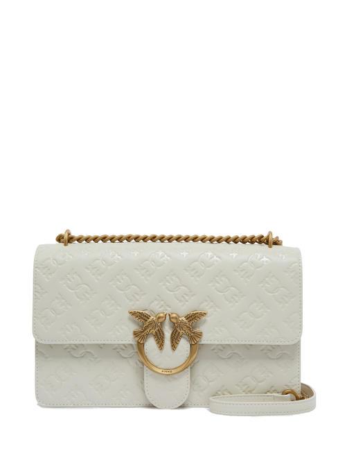 PINKO LOVE ONE CLASSIC Torba na ramię / torba crossbody biały jedwab-antyczne złoto - Torby damskie