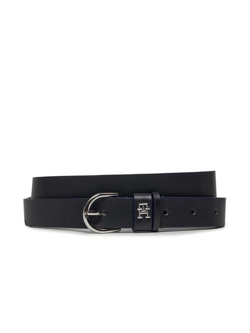 TOMMY HILFIGER ESSENTIAL EFFORTLESS Pasek skórzany kosmiczny niebieski - Paski