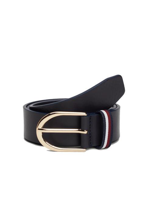 TOMMY HILFIGER CORPORATE Pasek skórzany kosmiczny niebieski - Paski