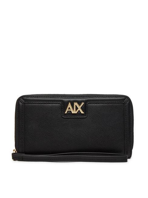 ARMANI EXCHANGE A|X METALLIC LOGO Duży portfel zapinany na zamek czarny/czarny - Portfele damskie