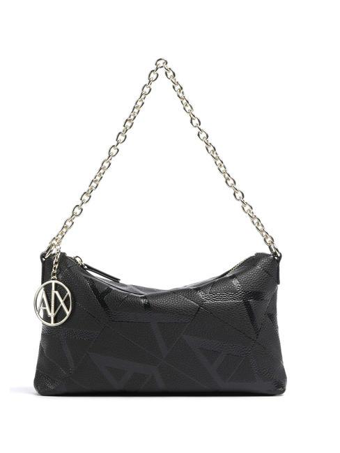 ARMANI EXCHANGE A|X EMBOSSED Torba na ramię z uchwytem łańcuszkowym czarny/czarny - Torby damskie