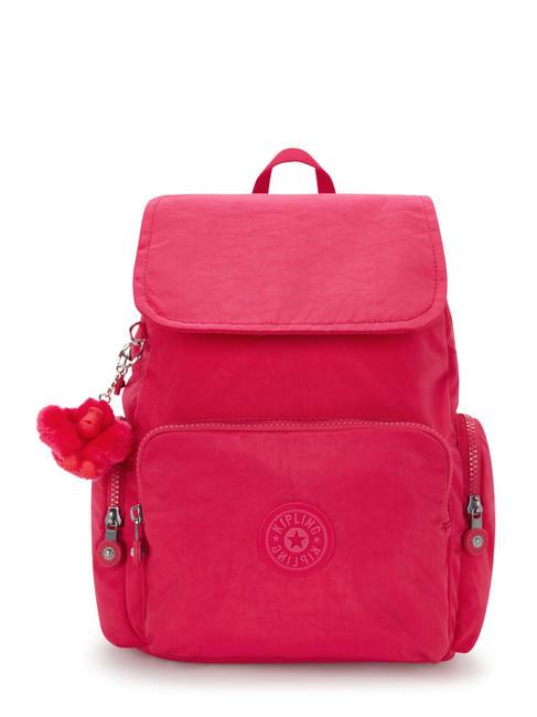 KIPLING CITY ZIP S Plecak z klapką różowe konfetti - Torby damskie