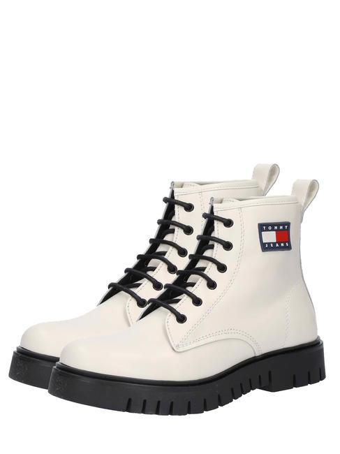 TOMMY HILFIGER TOMMY JEANS Lace Up Skórzane botki ekru - Buty damskie