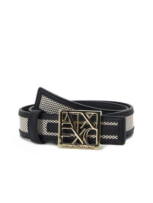 ARMANI EXCHANGE A|X BUCKLE Pasek z wstawką z płótna Czarny - Paski