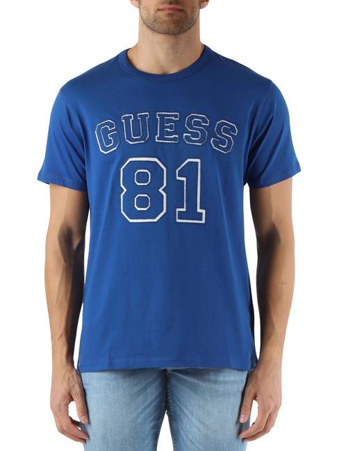 GUESS 81 PATCH Koszulka bawełniana niebieski maj - Koszulki męskie