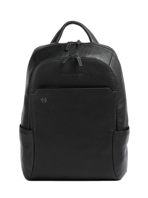 PIQUADRO BLACK SQUARE Skórzany plecak na laptopa 14" Czarny - Plecaki na laptopa do pracy