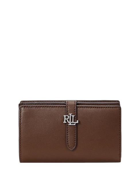 RALPH LAUREN CONTINENTAL Portfel skórzany ciemny mahoń - Portfele damskie