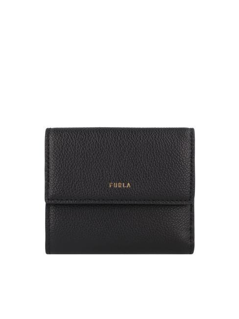 FURLA GOCCIA Średni portfel skórzany składany na pół Czarny - Portfele damskie