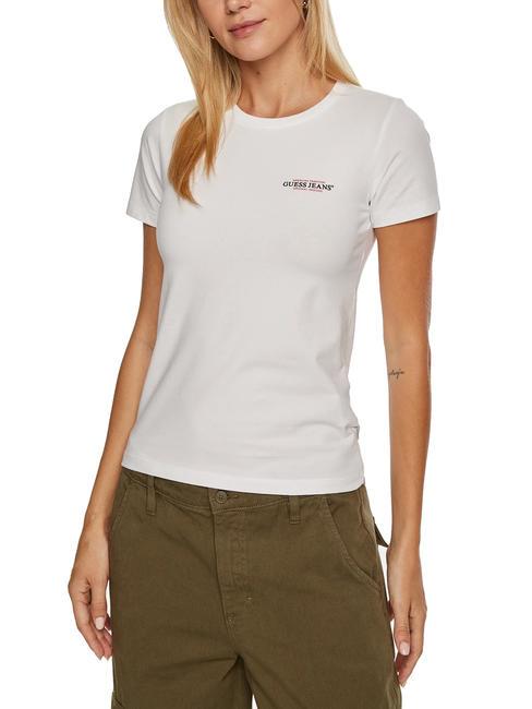 GUESS JEANS SLIM AMERICA Koszulka typu slim fit czysto biały - Koszulki i topy damskie