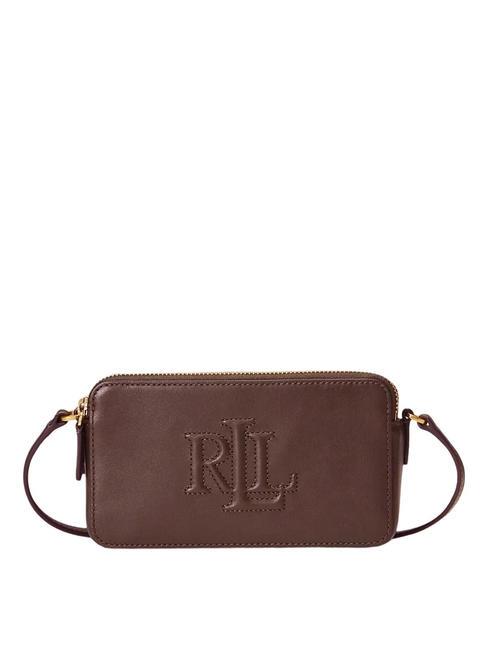 RALPH LAUREN WITLEY Portfel kopertówka z paskiem na ramię ciemny mahoń - Torby damskie