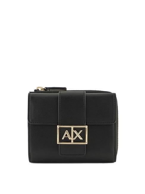 ARMANI EXCHANGE A|X BUCKLE Mini portfel z klapką i zamkiem błyskawicznym Czarny - Portfele damskie