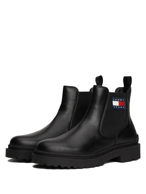 TOMMY HILFIGER TOMMY JEANS CHELSEA LEATHER  Skórzane botki CZARNY - Buty męskie