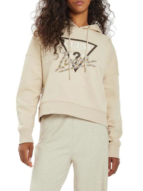 GUESS ICON  Bluza z kapturem ostryga perłowa - Bluzy damskie