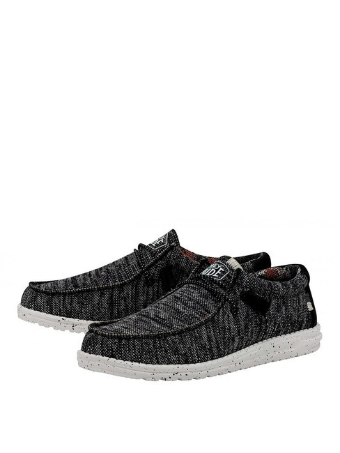 HEY DUDE WALLY SOX STITCH Łatwe do zakładania mokasyny czarno/biały - Buty męskie