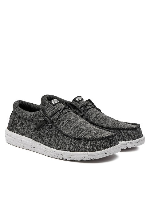 HEY DUDE WALLY SPORT KNIT Łatwe do założenia buty z tkaniny melanżowej czarno/biały - Buty męskie
