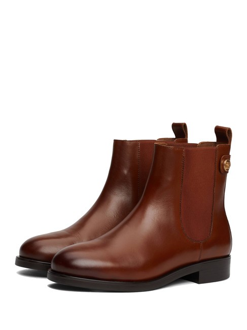 TOMMY HILFIGER STUD LOW CHELSEA Skórzane botki za kostkę koniakowy brąz - Buty damskie