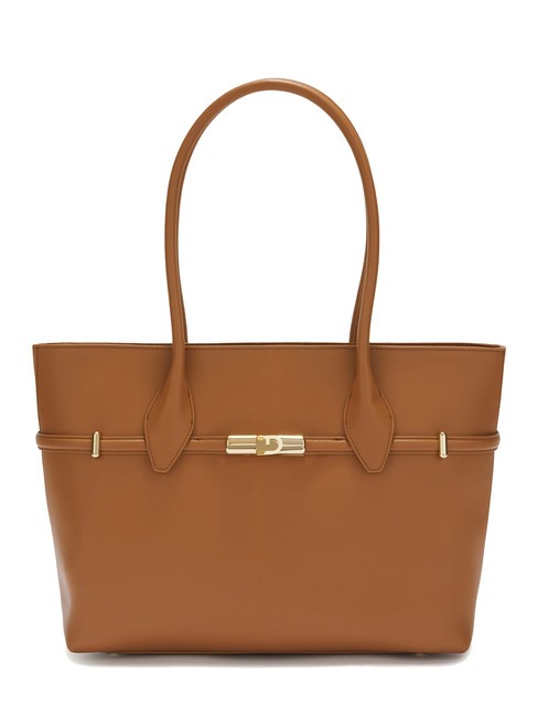 FURLA GOCCIA Skórzana torba na ramię brandy - Torby damskie