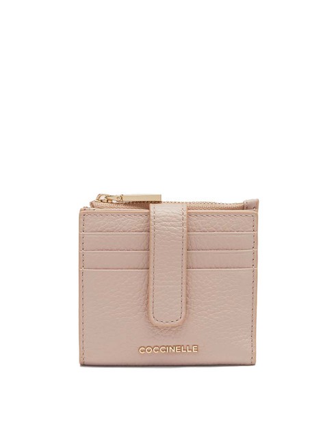 COCCINELLE METALLIC SOFT Mini portfel skórzany rozeta - Portfele damskie