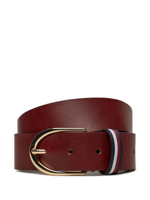 TOMMY HILFIGER CORPORATE Pasek skórzany czerwony - Paski
