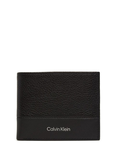 CALVIN KLEIN SUBTLE MIX Portfel skórzany ck czarny saffiano - Portfele męskie