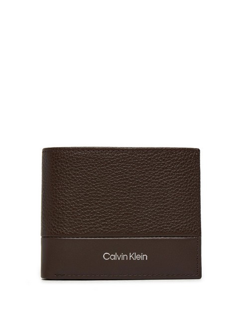 CALVIN KLEIN SUBTLE MIX Portfel skórzany kamyk brązowy i gładki - Portfele męskie