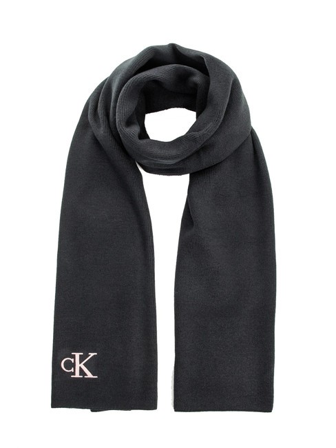 CALVIN KLEIN CK JEANS MONOGRAM EMBRO Szalik z poliestru poddanego recyklingowi czarny/przybrudzony róż - Włosy