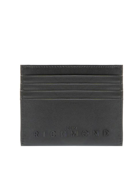 JOHN RICHMOND EMBOSSED LOGO Płaski skórzany wizytownik czarny - Portfele męskie