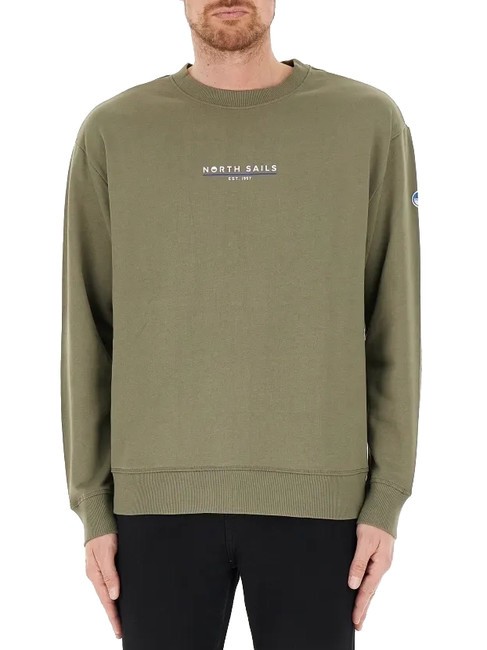 NORTH SAILS BASIC Bluza bawełniana z napisem logo zakurzona oliwka - Bluzy męskie