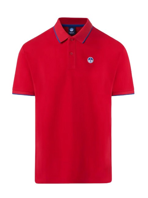 NORTH SAILS COLLAR STRIPED Koszulka polo bawełniana z krótkim rękawem czerwony - Polo męskie