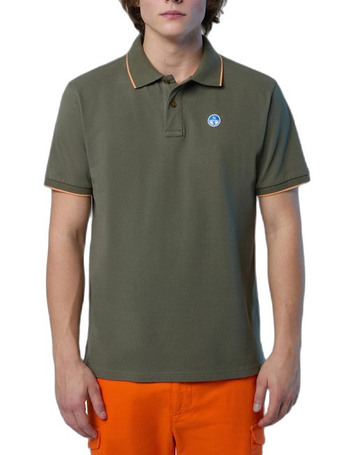 NORTH SAILS COLLAR STRIPED Koszulka polo bawełniana z krótkim rękawem zakurzona oliwka - Polo męskie