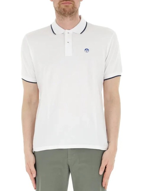 NORTH SAILS COLLAR STRIPED Koszulka polo bawełniana z krótkim rękawem biały - Polo męskie