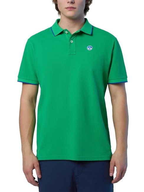 NORTH SAILS COLLAR STRIPED Koszulka polo bawełniana z krótkim rękawem zielona pszczoła - Polo męskie