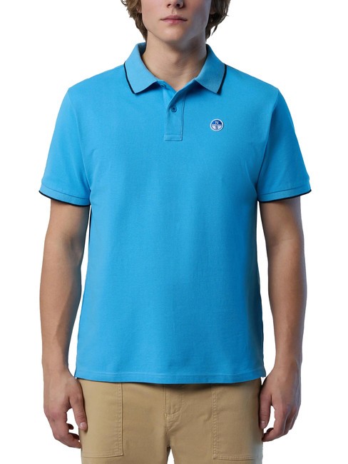NORTH SAILS COLLAR STRIPED Koszulka polo bawełniana z krótkim rękawem błękitny - Polo męskie