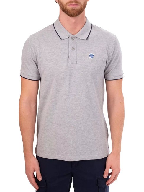 NORTH SAILS COLLAR STRIPED Koszulka polo bawełniana z krótkim rękawem szary melanż - Polo męskie