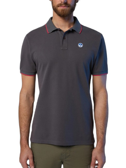 NORTH SAILS COLLAR STRIPED Koszulka polo bawełniana z krótkim rękawem żelazo szary - Polo męskie