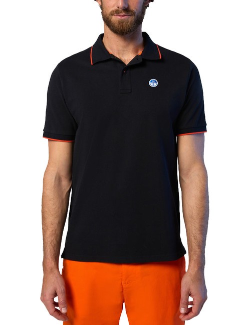 NORTH SAILS COLLAR STRIPED Koszulka polo bawełniana z krótkim rękawem czarny - Polo męskie