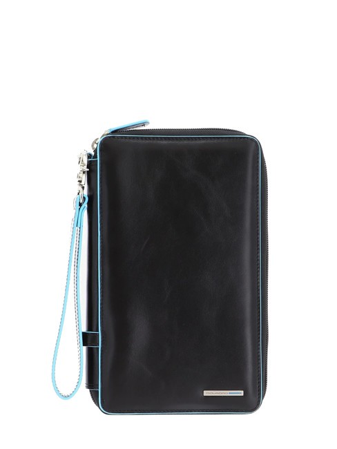 PIQUADRO BLUE SQUARE  Etui na dokumenty podróżne, ze skóry Czarny - Portfele męskie