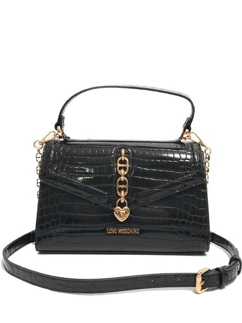 LOVE MOSCHINO SHINY CROCO Torebka z paskiem na ramię Czarny - Torby damskie