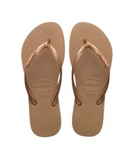 HAVAIANAS SLIM LOGO Klapki r&oacute;żowy/złoty - Buty damskie - 1
