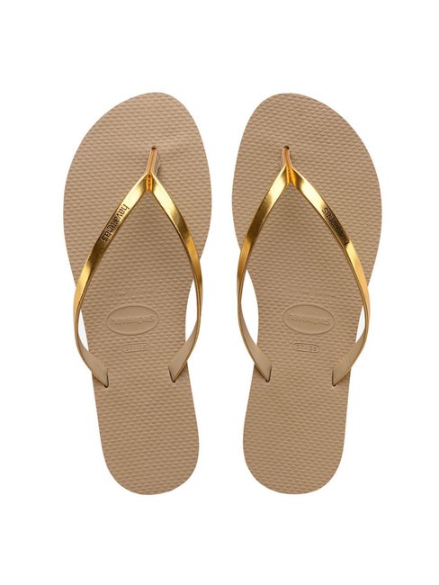 HAVAIANAS YOU METALLIC Klapki gumowe złoty piasek metaliczny - Buty damskie