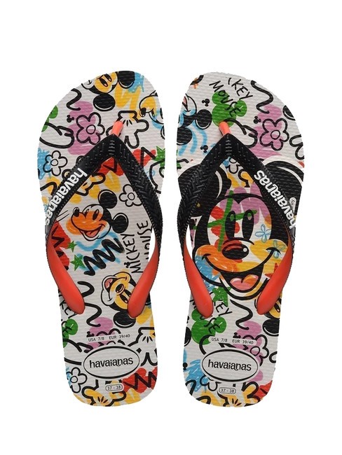 HAVAIANAS DISNEY STYLISH Klapki beżowy/czarny/krwawy pomarańczowy - Buty uniseks