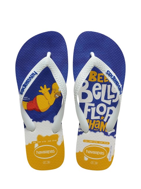 HAVAIANAS SIMPSONS Klapki biała/biała/niebieska gwiazda/niebieska gwiazda - Buty uniseks