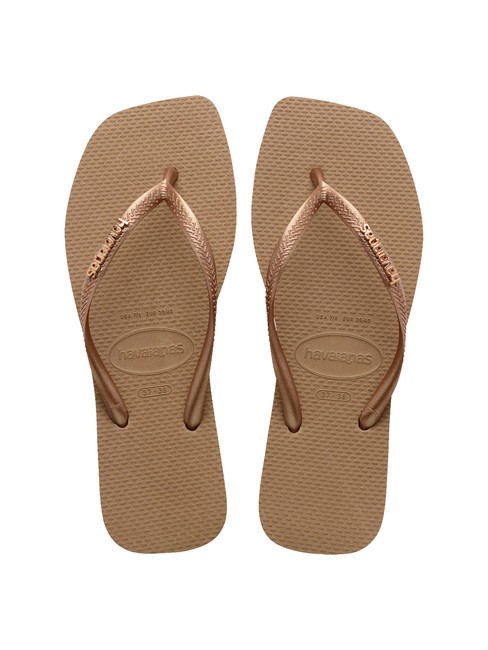 HAVAIANAS SQUARE LOGO Klapki różowe złoto - Buty damskie