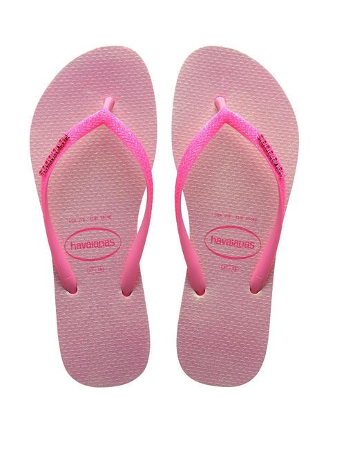 HAVAIANAS SLIM GLITTER IRIDESCENT Klapki różowa lemoniada - Buty damskie