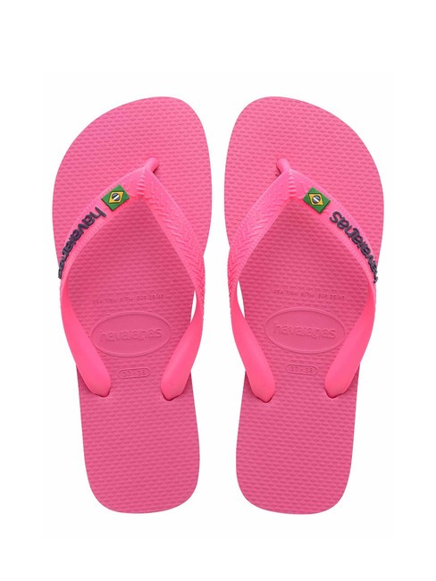HAVAIANAS BRASIL LOGO NEON Klapki różowy strumień/różowy strumień - Buty uniseks