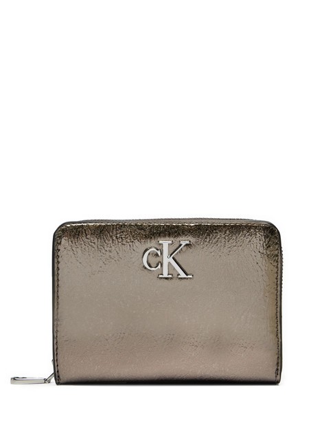 CALVIN KLEIN CK JEANS MINIMAL MONOGRAM  Średni portfel brąz armatni - Portfele damskie
