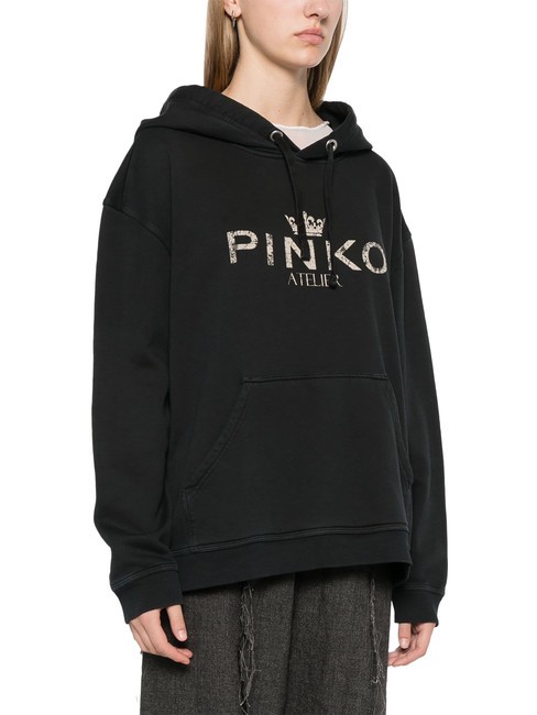 PINKO BASSANI Bluza z kapturem czarna limuzyna - Bluzy damskie