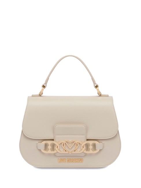 LOVE MOSCHINO HEART CHAIN Torebka z paskiem na ramię kość słoniowa - Torby damskie