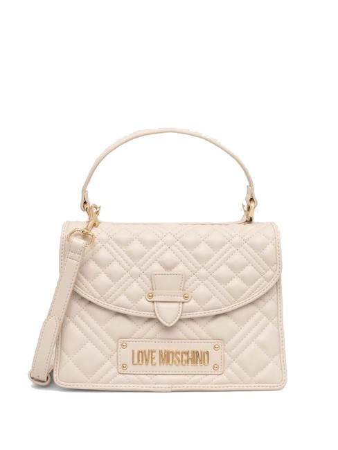 LOVE MOSCHINO QUILTED Torba aktówka z paskiem na ramię kość słoniowa - Torby damskie