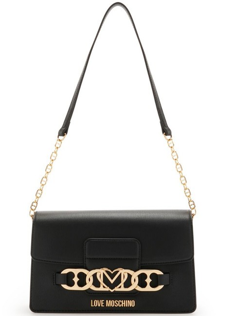 LOVE MOSCHINO HEART CHAIN Torba na ramię Czarny - Torby damskie